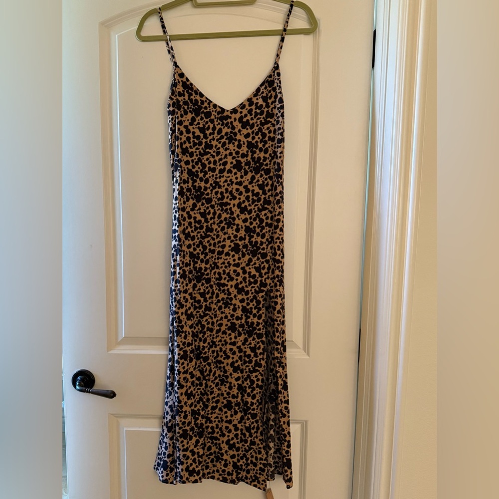 Reformation Black and Tan Leopard Print Crimini Dress. NWT. Size 6